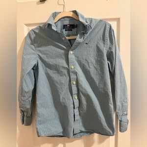 Vineyard Vines medium Boys blue gingham dress shirt